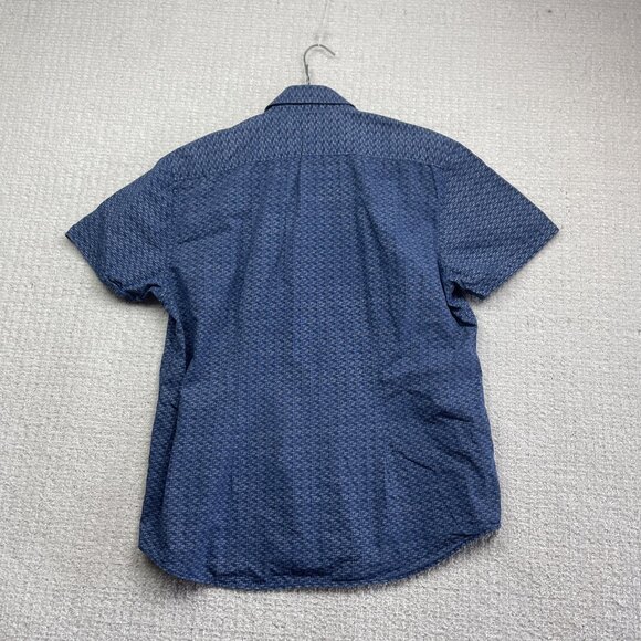 Anthony of London Blue Fish AOP Short Sleeves Dress Button Up Shirt Men Size L - Picture 12 of 14